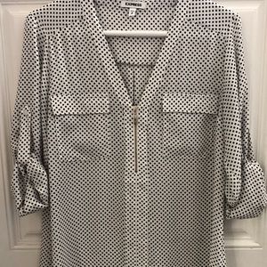 Express Black and white polka dot blouse